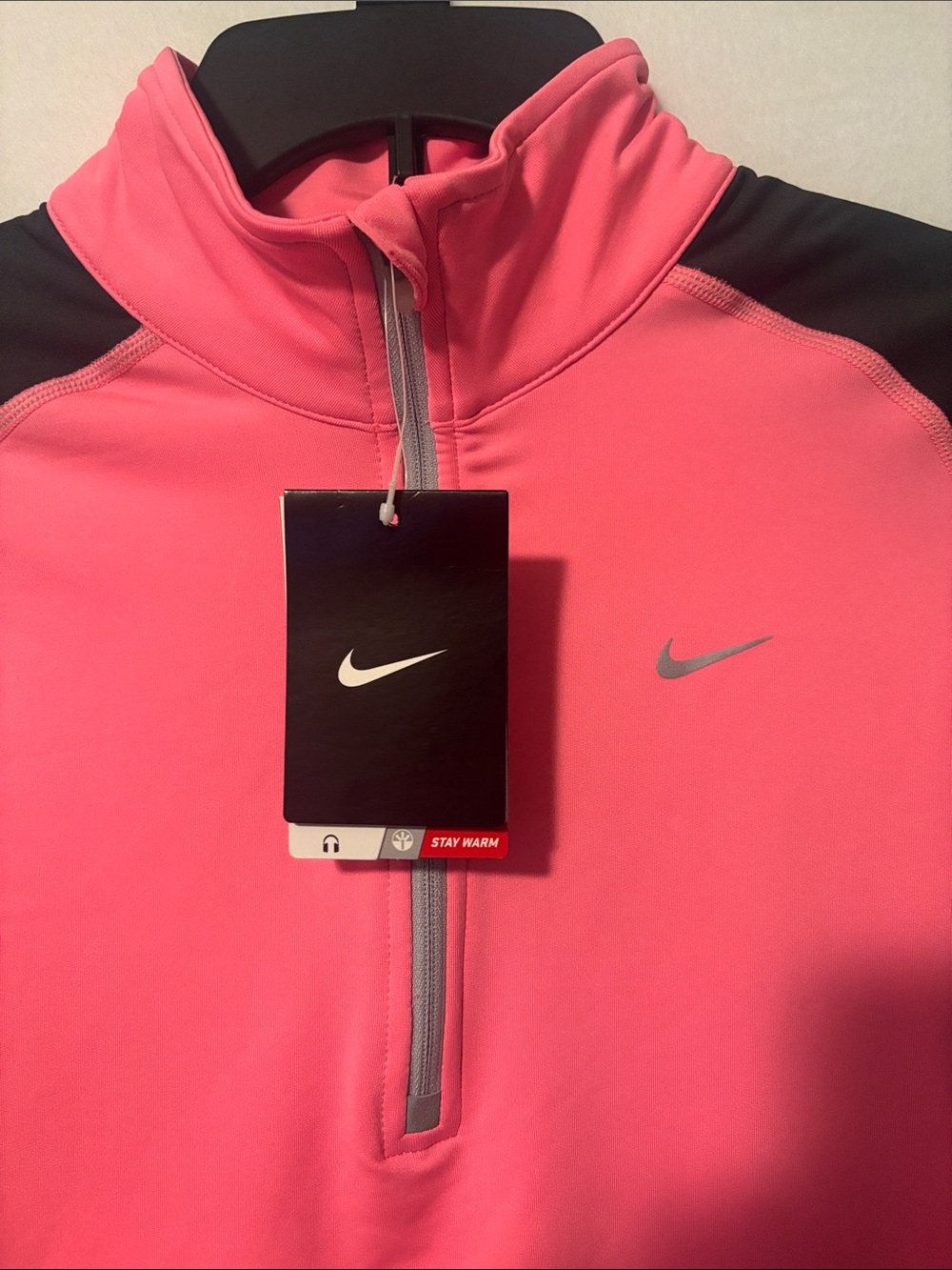 Nike Hot Pink and Black Dri-FIT 1/4 Zip Athletic Pullover - Picture 2 of 5